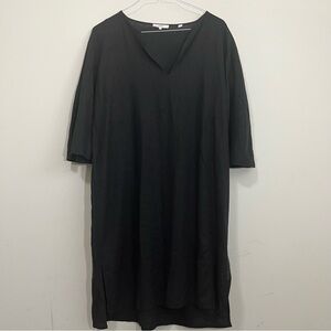 Vince Linen Blend Shift Dress Womens Size L Relaxed Fit Black Lagenlook Beach